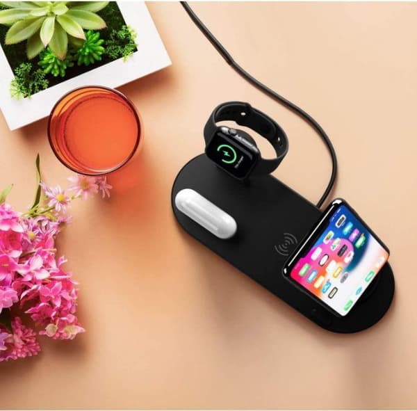 Trådlös QI Laddstation Kompatibel med Apple Watch iPhone Airpods