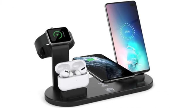 Trådlös QI Laddstation Kompatibel med Apple Watch iPhone Airpods