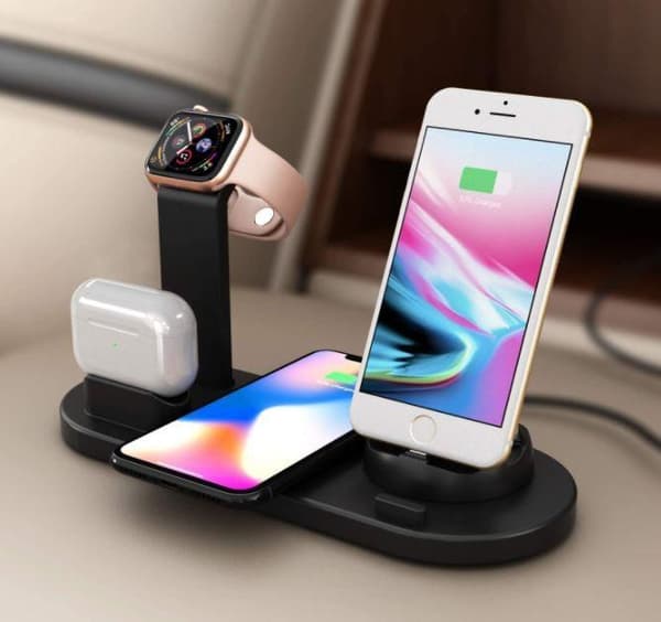 Trådlös QI Laddstation Kompatibel med Apple Watch iPhone Airpods