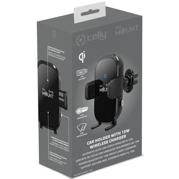 Celly Mobilholder Trådløs opladning 15W Autorelease
