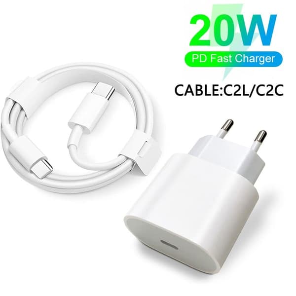 2 st 20W Snabb väggladdare med usb-c kabel