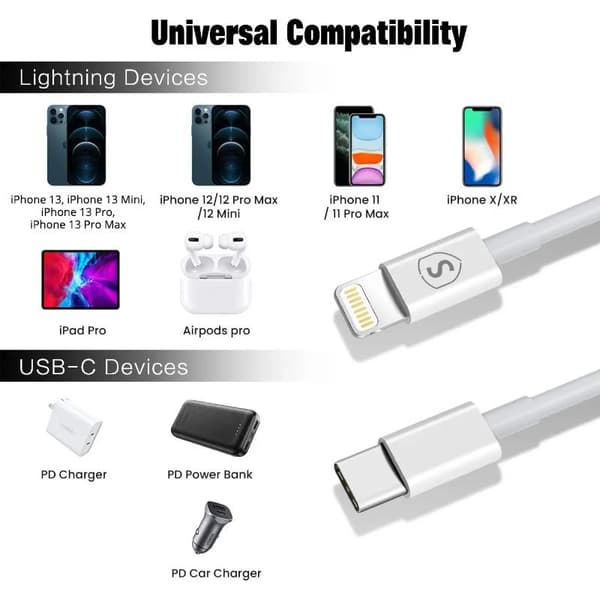 SiGN iPhone 13 Laddare USB-C PD & USB-C till Lightning Kabel MFI 1m, 20W