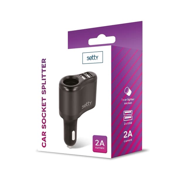 Splitter till cigarettuttaget 2xUSB