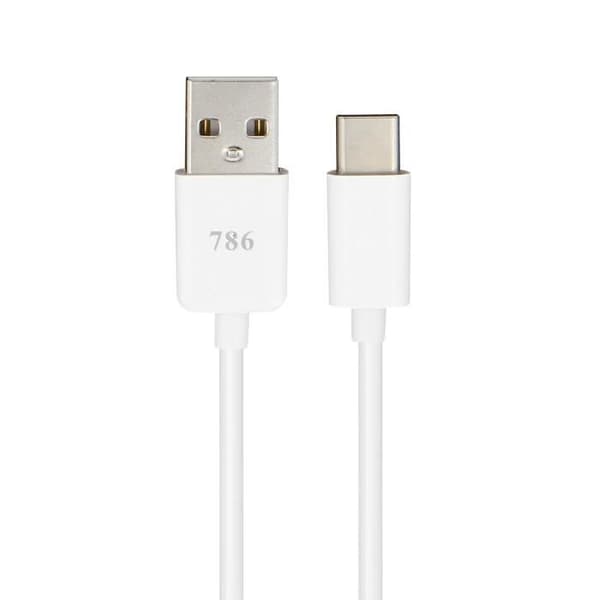 Universal USB-laddare 2.1A + USB Typ C-kabel Laddning & Synchro Vit