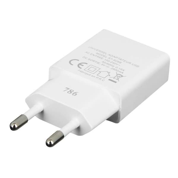 Universal USB-laddare 2.1A + USB Typ C-kabel Laddning & Synchro Vit