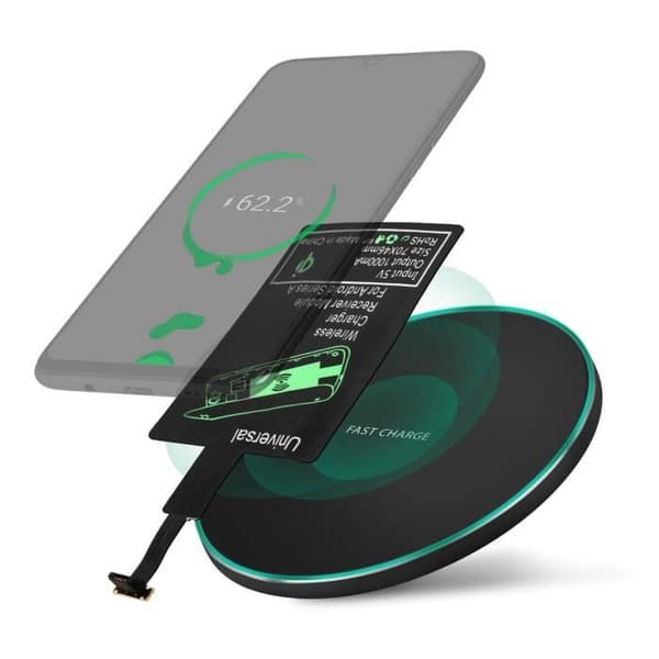 Qi-laddare - Laddningspaket - Micro-USB - Snabbladdning - Kompatibel med USB-C - Svart