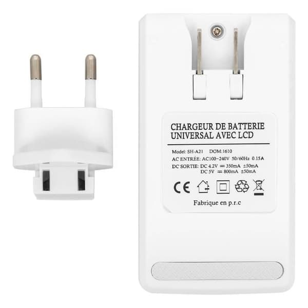 Universalladdare - Vit - LED-indikator - Laddar 2 batterier - USB-ingång