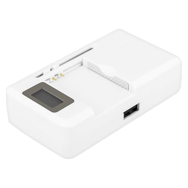 Universalladdare - Vit - LED-indikator - Laddar 2 batterier - USB-ingång