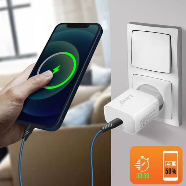 USB-C väggladdare - LINQ - 20W - Snabbladdning - Laddningsskydd - Kompakt design