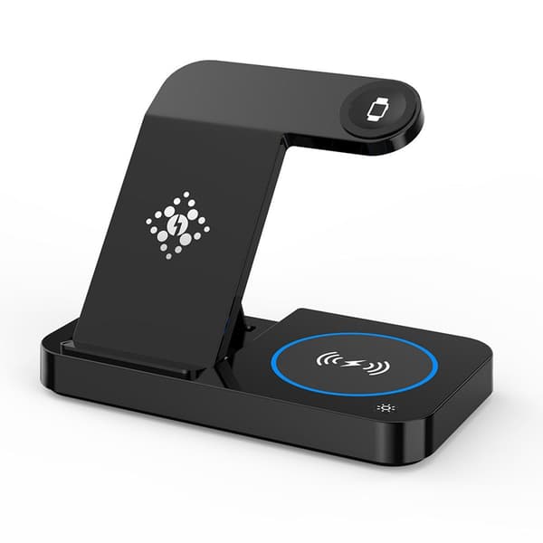 INF Trådløs lader for telefon, Airpods, Apple Watch, sammenleggbar Sort