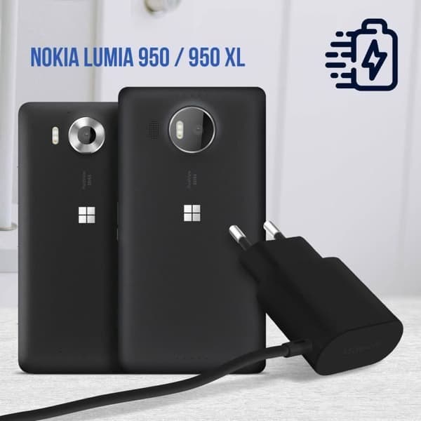 Nätadapter - Microsoft - 15W - Inbyggd USB-C-kabel 1m - Snabbladdning - Svart