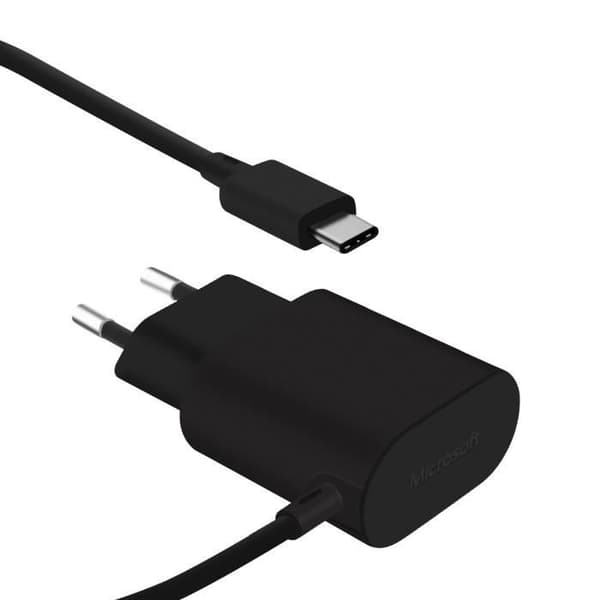 Nätadapter - Microsoft - 15W - Inbyggd USB-C-kabel 1m - Snabbladdning - Svart