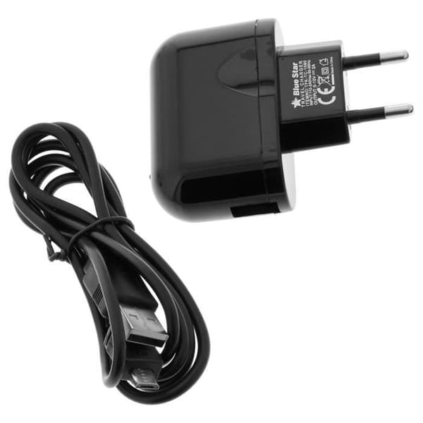USB Väggladdare - Bluestar - 1A - Svart - Micro-USB-kabel - Snabbladdning