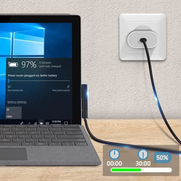 USB-C-adapter - Microsoft - Surface Pro 7/6/5/4 - Snabbladdning - Överspänningsskydd - Plug and Play