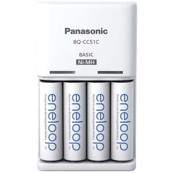 Panasonic Basic BQ-CC51 + 4x eneloop AA Kontaktladdarenhet NiMH AAA (R03), AA (R6) Vit