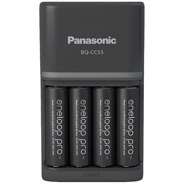 Panasonic Smart & Quick BQ-CC55 +4x eneloop Pro AA Laddare till batteripack NiMH AAA (R03), AA (R6)