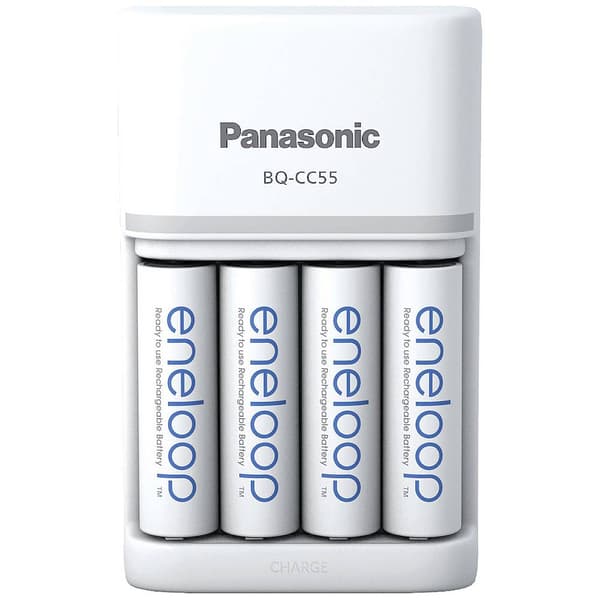 Panasonic Smart & Quick BQ-CC55 +4x eneloop AA Batteriladdare NiMH AAA (R03), AA (R6) Vit