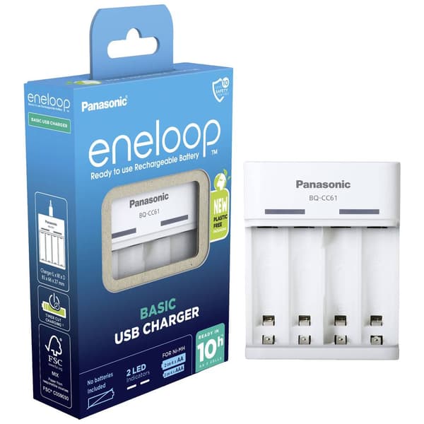 Panasonic BQ-CC61 Batteriladdare NiMH AAA (R03), AA (R6)