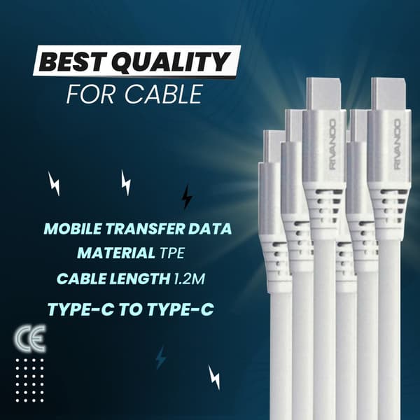 3 Pack 1M USB-C Type-C Laddkabel Quick Charge 18W Vit