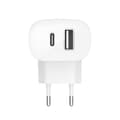 Miniatyrbild 2 av 4: Väggladdare 37W USB-C 3.0 25W + USB 12W Snabbladdning Kompakt Belkin Vit