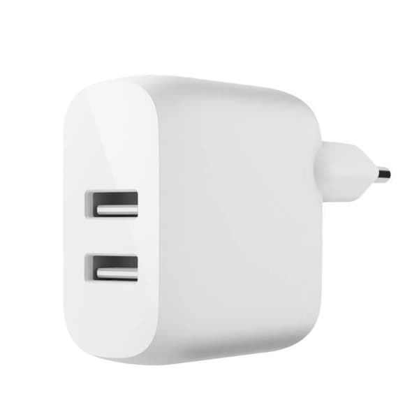 Väggladdare Dubbel USB 24W Snabbladdning Kompakt Belkin Boost Charge Vit