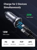 Miniatyrbild 2 av 2: UGREEN USB C Billaddare 20W Dubbla Portar Aluminium