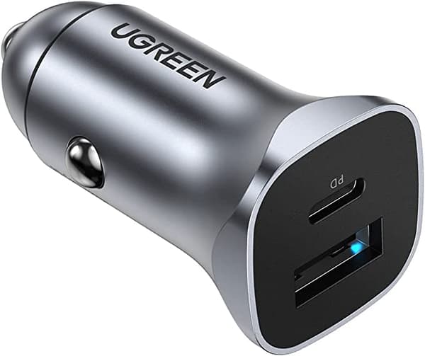 UGREEN USB C Billaddare 20W Dubbla Portar Aluminium
