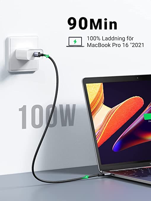 UGREEN 100W USB C till USB C Kabel PD Snabbladdningskabel(2m)