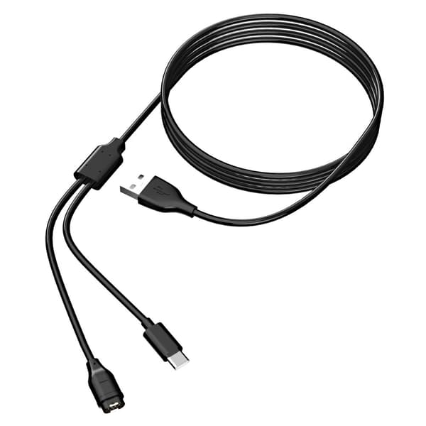 INF 2-in-1-laturi USB-C-matkapuhelimelle ja urheilukellolle MustaGarmin Fenix, Forerunner, Vivoactive etc. 1.2 m
