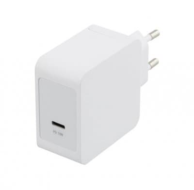 DELTACO 18W USB-C Väggladdare, PD 2.0, 3A – Vit