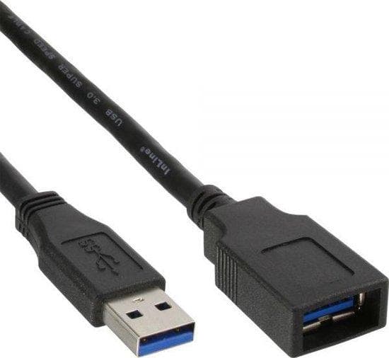 InLine 35605 - USB-kabel - USB typ A, 4-stift (M) - USB typ A, 4-stift (F) - 0,5 m - svart (35605)