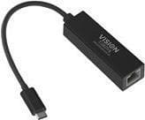 Vision TC-USBCETH/BL - Nätverksadapter - USB-C 3.1 - Gigabit Ethernet x 1 - Svart Svart