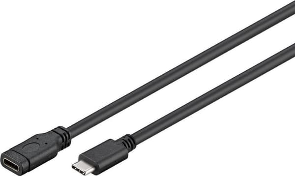 Goobay USB-C - USB-C jatkokaapeli - USB3.0 - jopa 20V/3A / musta - 1 metri