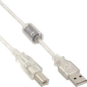 USB-forbindelseskabel A/SB/S 0,5m transparent med ferritkerne (34505)