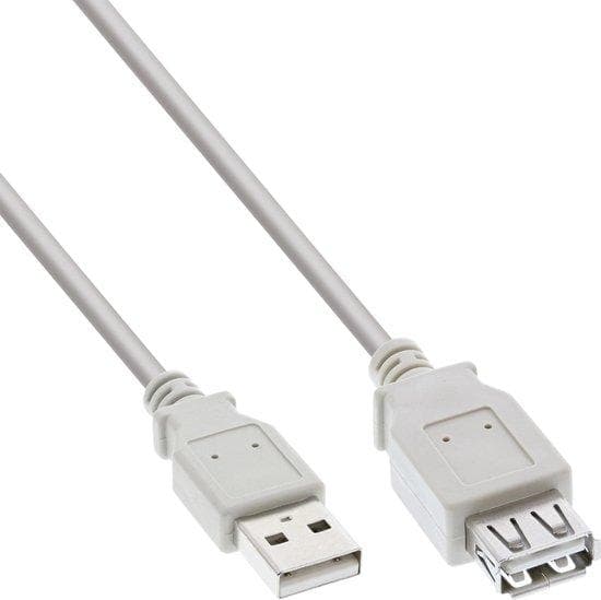 InLine - USB forlængerkabel - USB (M) til USB (W) - USB2.0 - 50 cm - beige/grå (34650X)