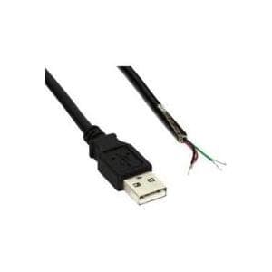 InLine® USB 2.0-kabel, A till öppen ände, svart, 2 m, bulk (34520Z)