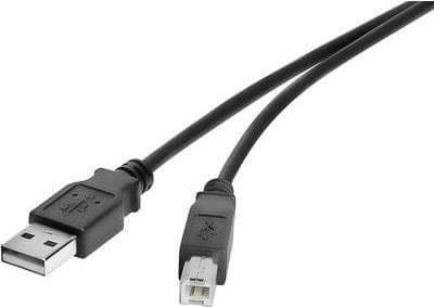 Renkforce USB-kabel USB 2.0 USB-A-kontakt, USB-B-kontakt 50.00 cm Svarta guldpläterade kontaktkontakter
