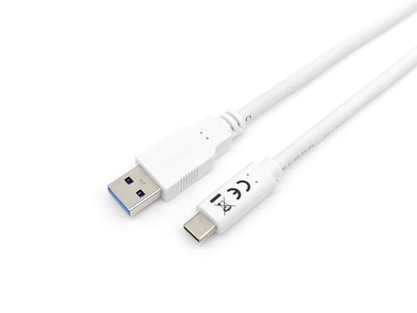 Varusteet - USB-kaapeli - USB (M) - USB-C (M) - USB 3.2 - 3 A - 1 m - valkoinen
