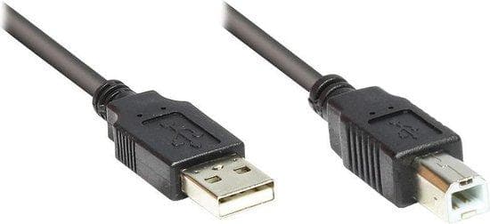 Alcasa USB 2.0 A/B 1m - USB A - USB B - Uros/uros - Suora - Suora - Musta (2510-1OFS)