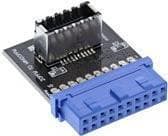 InLine - Intern USB-adapter - 20-stifts USB3.0-huvud (F) till 20-stift USB 3.1-huvud (F) - Svart Blå (33446B) Multifärg