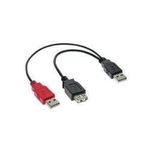 InLine® USB 2.0 Y -liitäntäkaapeli, 2 x pistoke A pistorasiaan A, 0,2 m (34510Z)