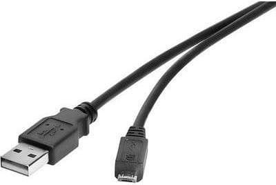 Renkforce USB-kabel USB 2.0 USB-A-kontakt, USB-Micro-B-kontakt 30.00 cm Svarta guldpläterade kontaktkontakter