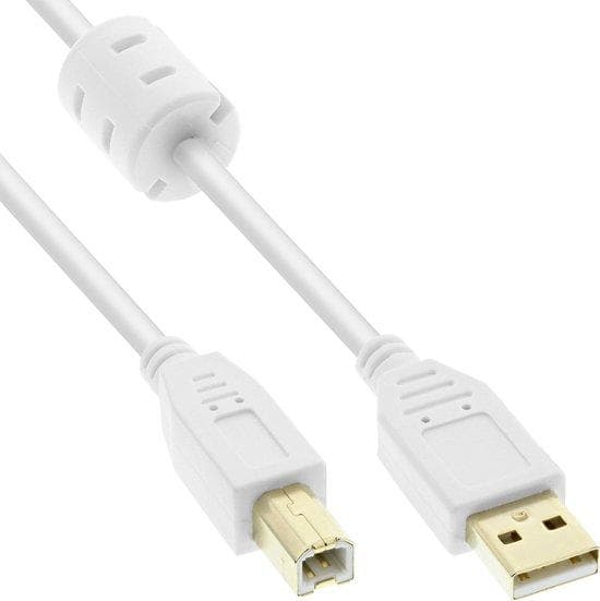 InLine - USB-kabel - USB typ A, 4-stift (M) - USB typ B, 4-stift (M) - 1,0 m (USB/USB2.0) - vit (34510W)