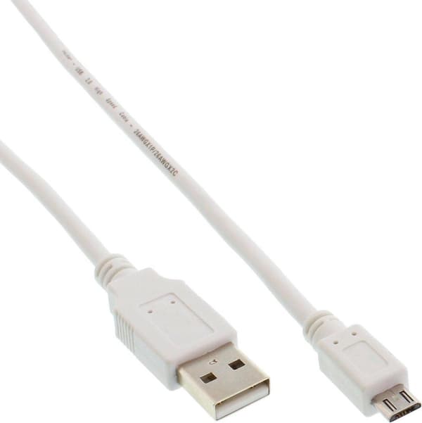 InLine Micro-USB 2.0 kabel USB A till Micro-USB B 1,5m Vit