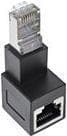 InLine - Verkkosovitin - RJ-45 (W) gerade bis RJ-45 (M) nach unten abgewinkelt - abgeschirmt - CAT 6a - shopped - Schwarz (69991B)