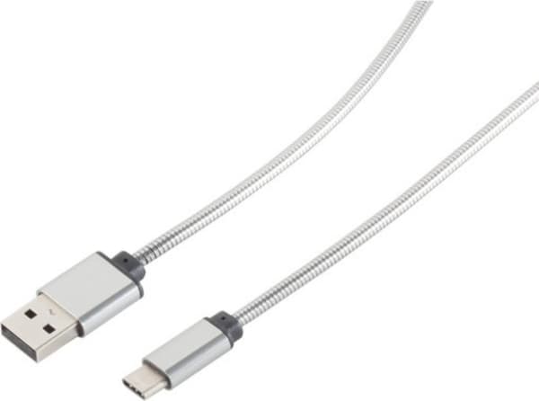 USB-opladningssynkroniseringskabel USB A-ST til USB 3.1 C-ST sølv 1,0 m (14-12001)