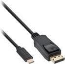 InLine - USB/DisplayPort-kabel - USB-C (M) til DisplayPort (M) - USB 3.1 / Thunderbolt 3 / DisplayPort 1.2 - 2.0m - 4K-understøttelse - Sort (64122)