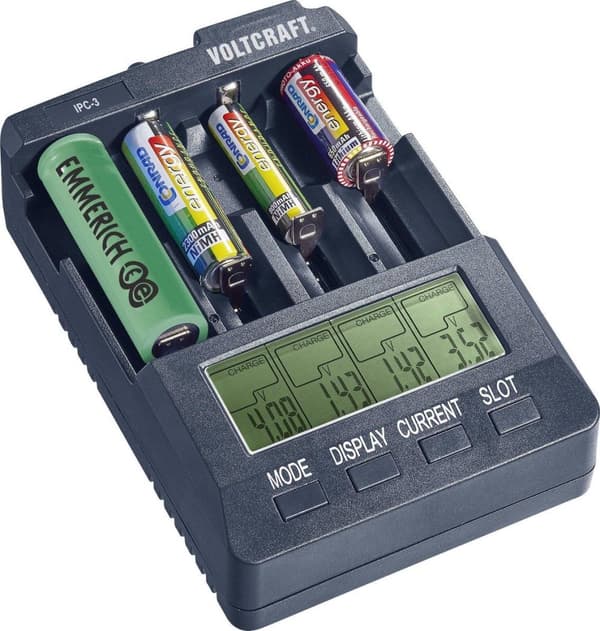 Voltcraft - IPC-3 batterioplader - Li-ion, NiCd og NiMH genopladelige batterier