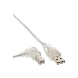 InLine® USB 2.0 -kaapeli, A–B vasemmalle kulmassa, läpinäkyvä, 2m (34520L)