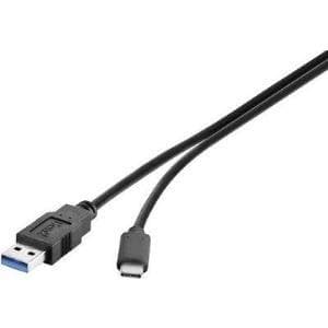 Renkforce USB-kabel USB 3.2 Gen1 (USB 3.0 / USB 3.1 Gen1) USB-A-stik, USB-C™-stik 50,00 cm Sort guldbelagt stik